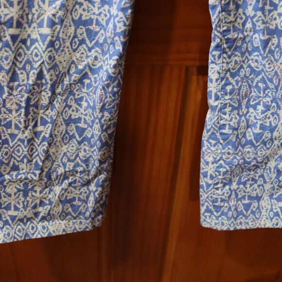 Vintage Sigrid Olsen Bold Blue & White Patterned Straight-Leg Pants Size 10 - Picture 4 of 15